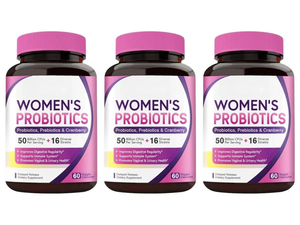 Women Probiotic 50 Billion CFU 16 Strains with Prebiotic Cranberry 60 Veggie Capsules Daily Digestive Wellness Support