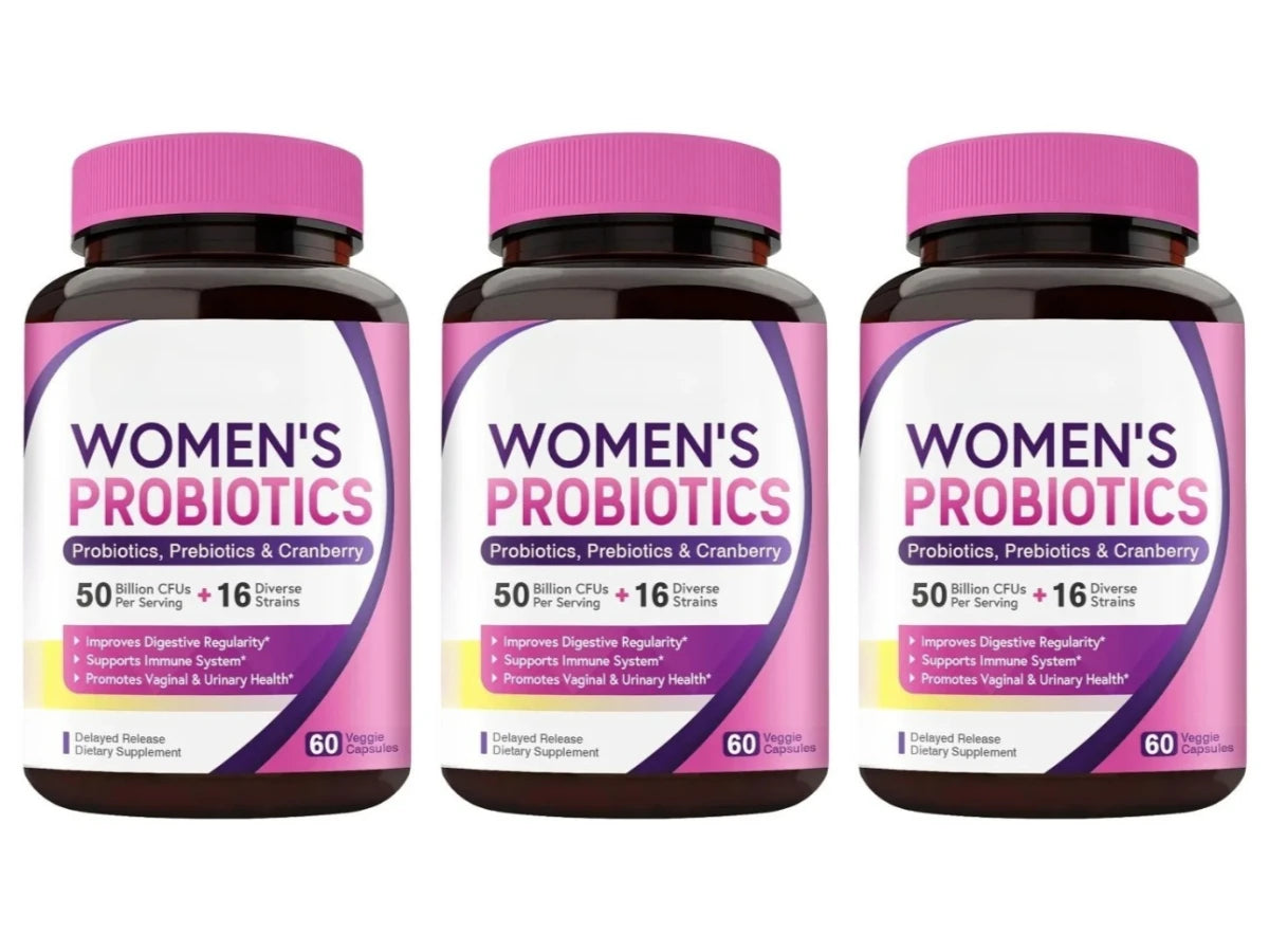 Women Probiotic 50 Billion CFU 16 Strains with Prebiotic Cranberry 60 Veggie Capsules Daily Digestive Wellness Support