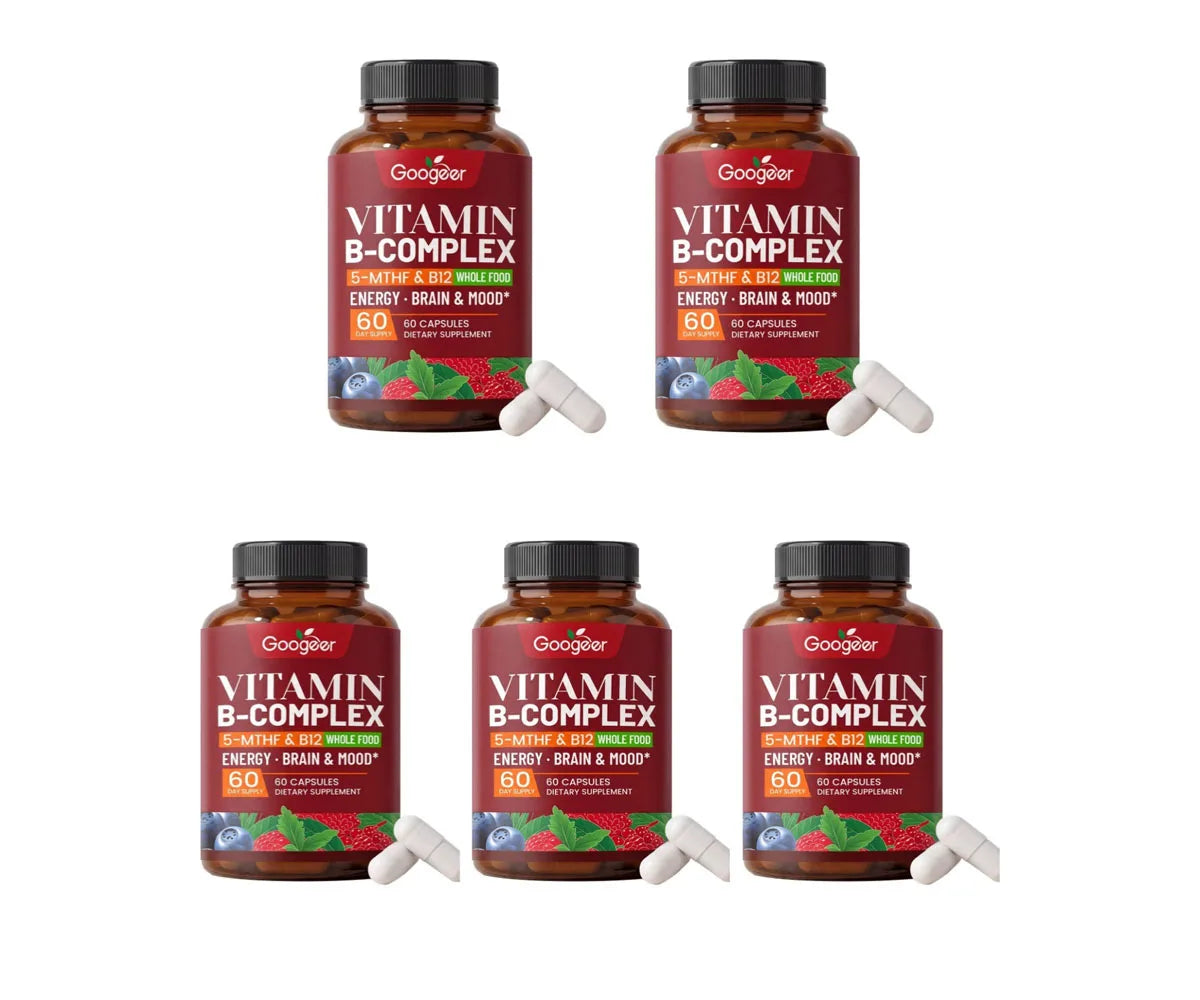 B Complex Vitamins Supplement with Biotin B12 Folate Blueberry Astragalus Herbal Blend for Daily Energy Wellness Support 60 Ct