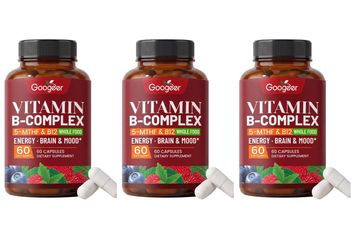 B Complex Vitamins Supplement with Biotin B12 Folate Blueberry Astragalus Herbal Blend for Daily Energy Wellness Support 60 Ct
