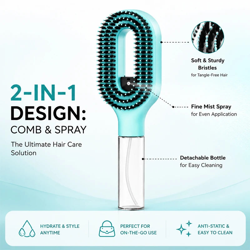 Anti-Static Detangling Water Spray Hair Brush