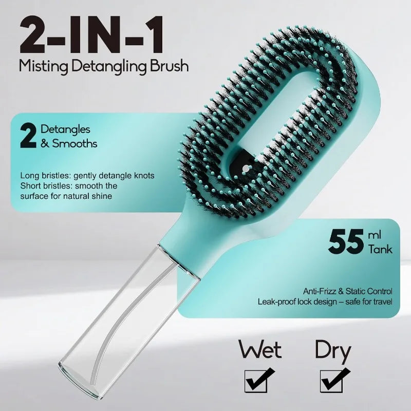 Anti-Static Detangling Water Spray Hair Brush