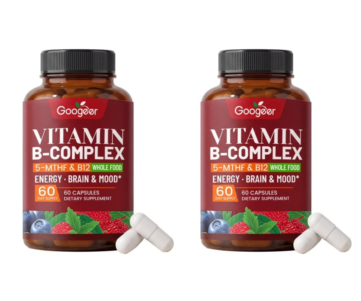 B Complex Vitamins Supplement with Biotin B12 Folate Blueberry Astragalus Herbal Blend for Daily Energy Wellness Support 60 Ct