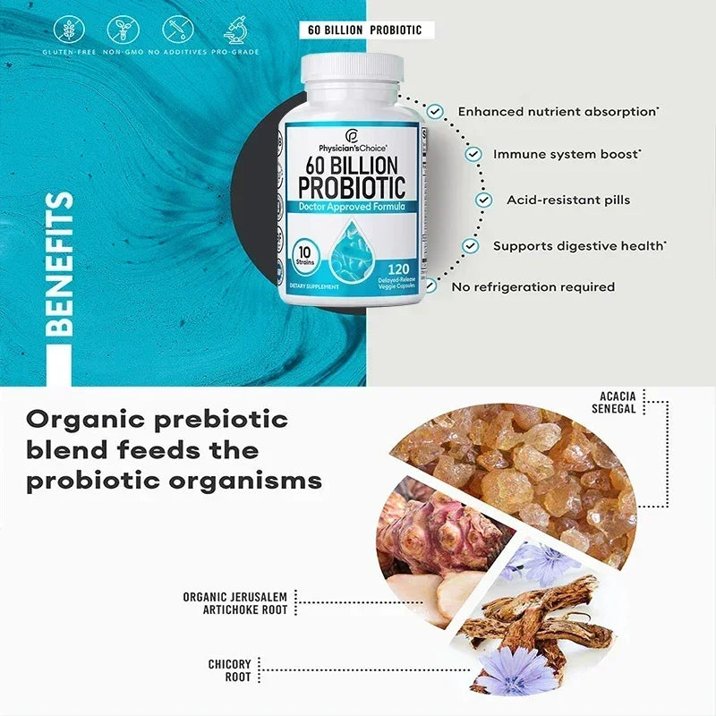 60 Billion CFU Probiotic for Gut & Immune Health