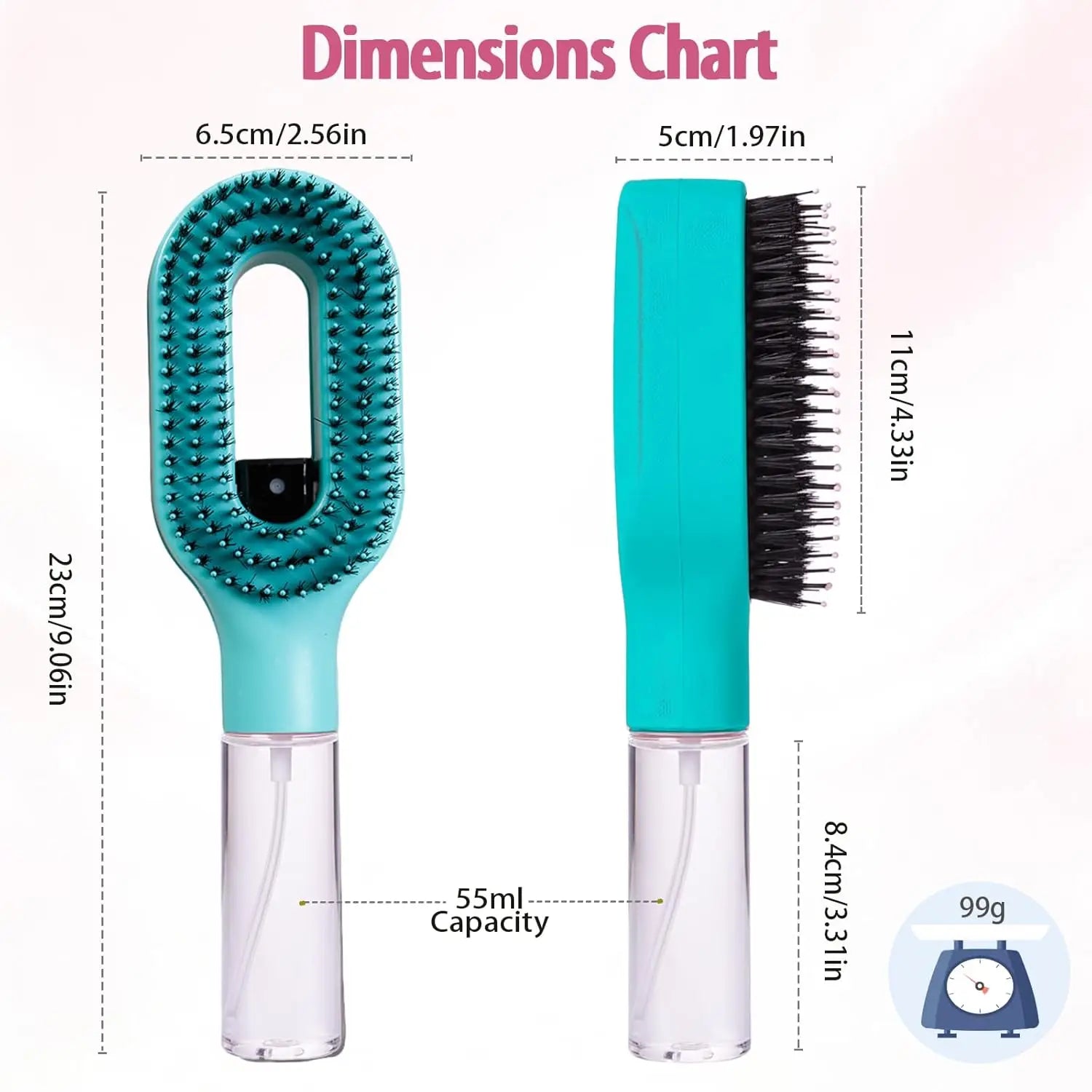Anti-Static Detangling Water Spray Hair Brush