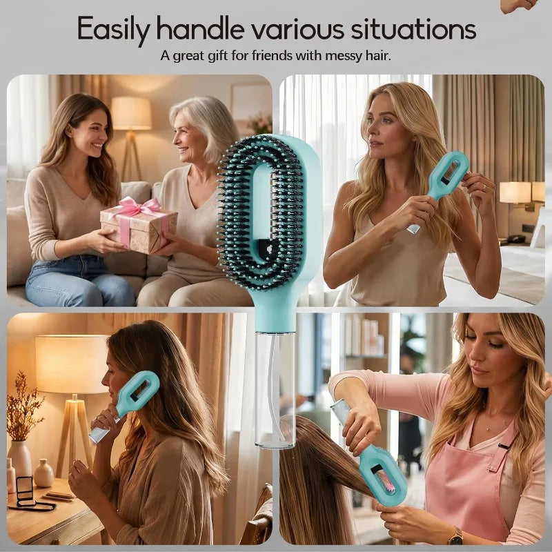 Anti-Static Detangling Water Spray Hair Brush