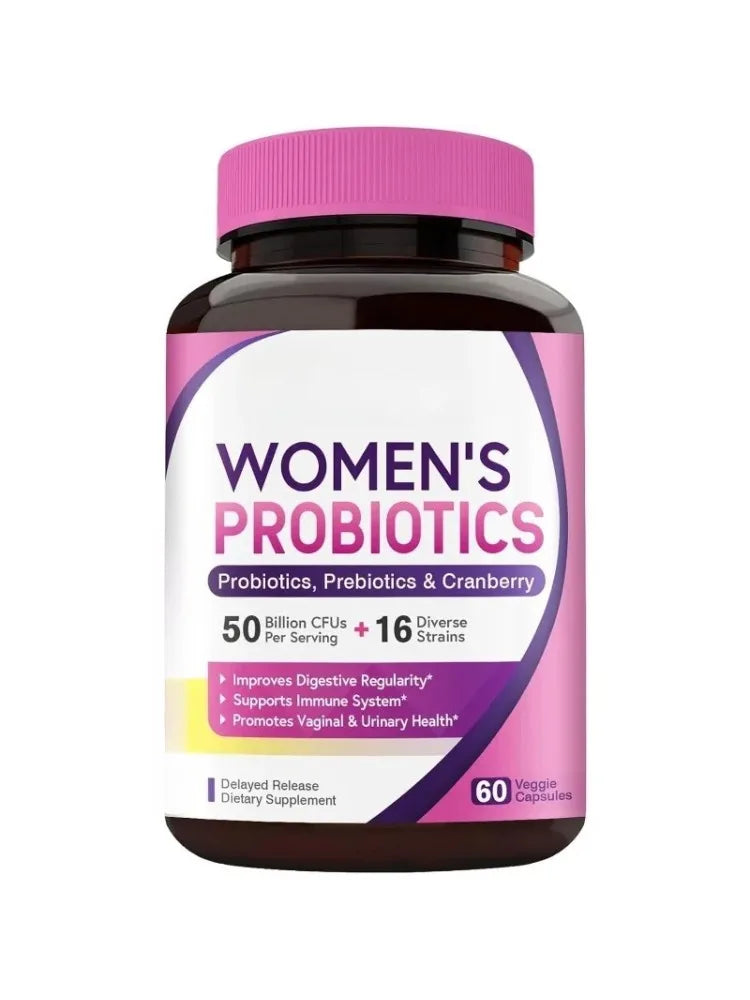 Women Probiotic 50 Billion CFU 16 Strains with Prebiotic Cranberry 60 Veggie Capsules Daily Digestive Wellness Support